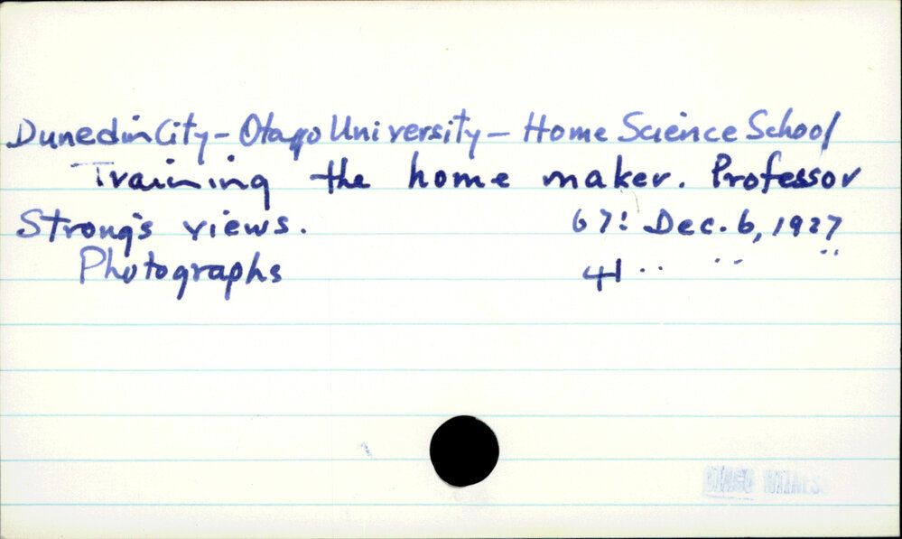 Dunedin City - Otago University - Home Science School
