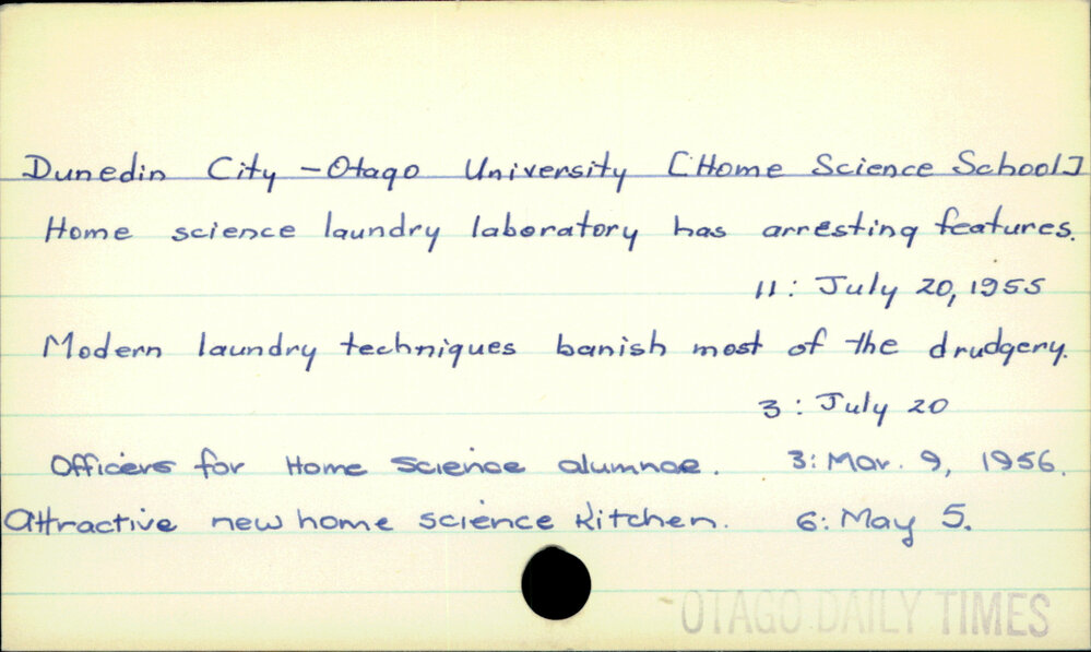 Dunedin City - Otago University [Home Science School]