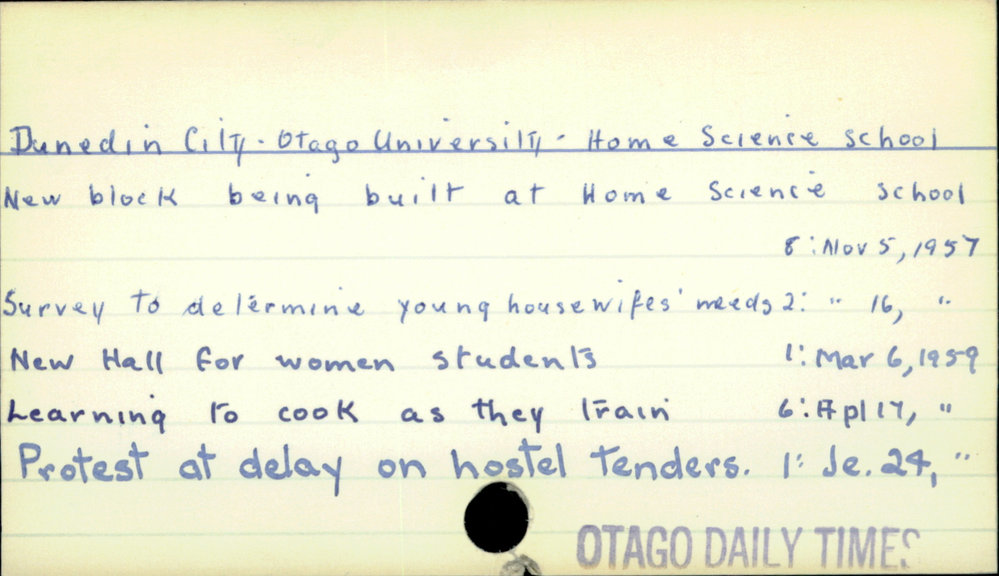 Dunedin City - Otago University - Home Science School