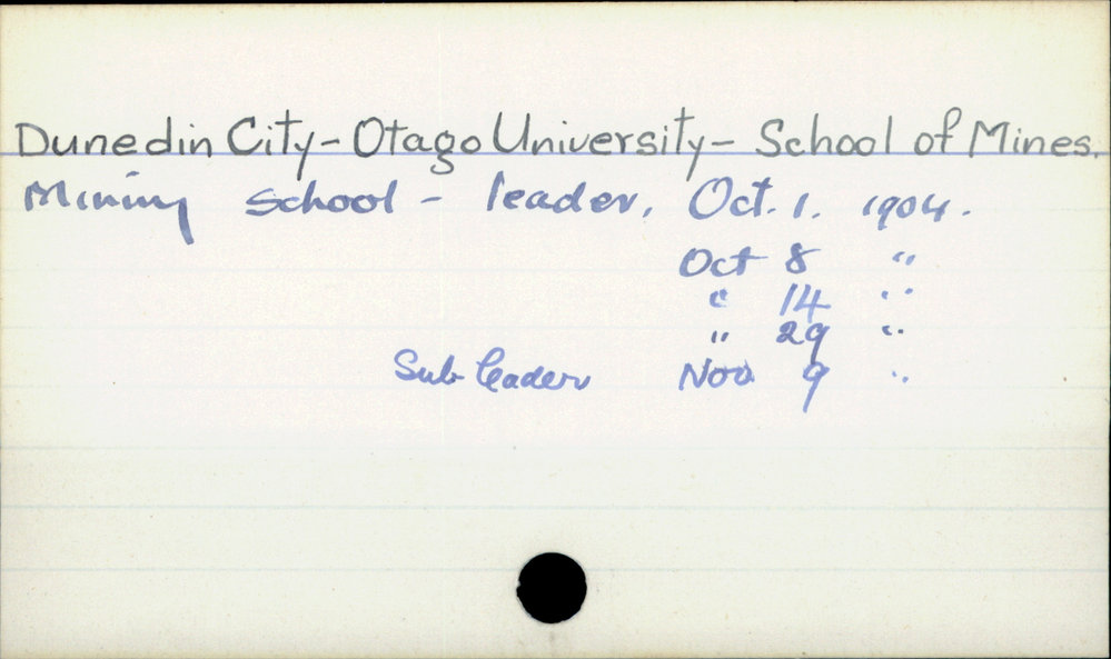 Dunedin City - Otago University - School of Mines