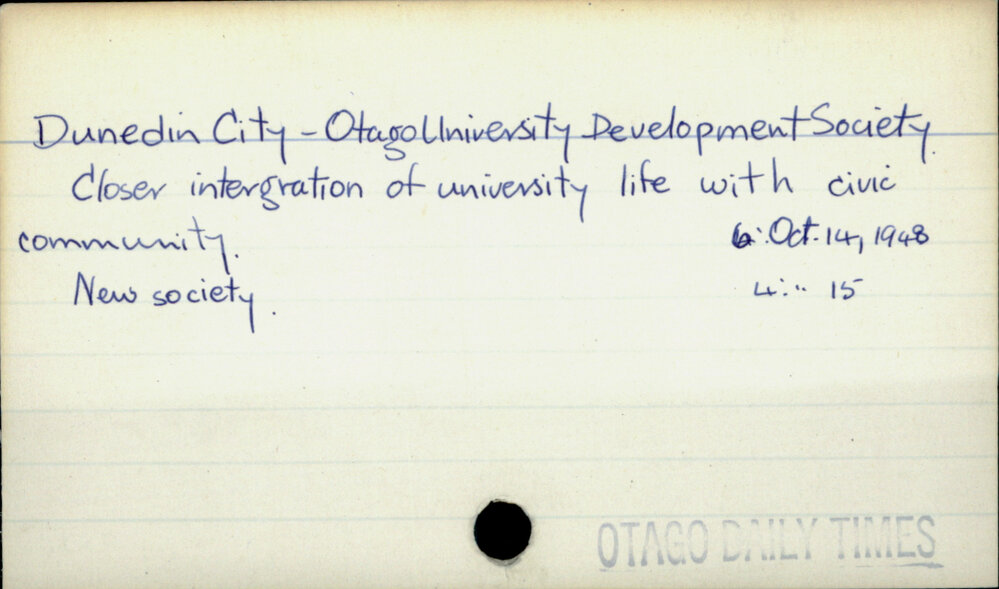 Dunedin City - Otago University Development Society