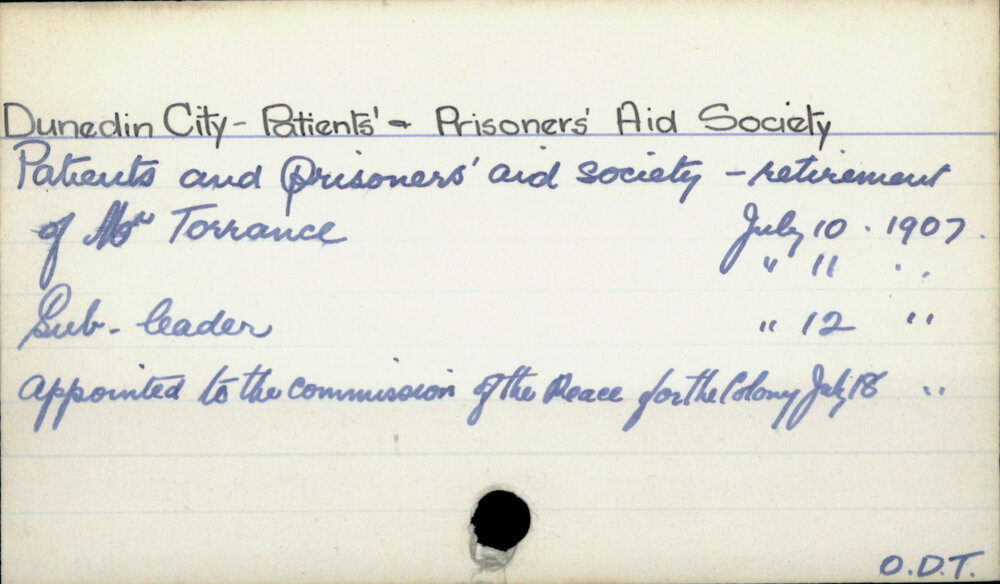 Dunedin City - Patients' &amp; Prisoners' Aid Society