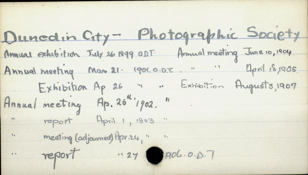 Dunedin City - Photographic Society