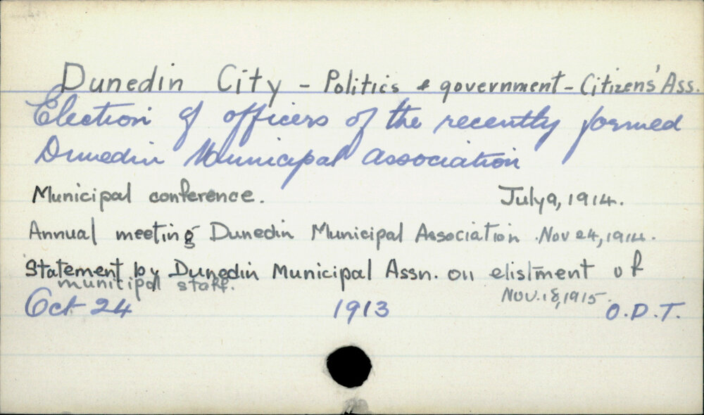 Dunedin City - Politics and government - Citizens' Association