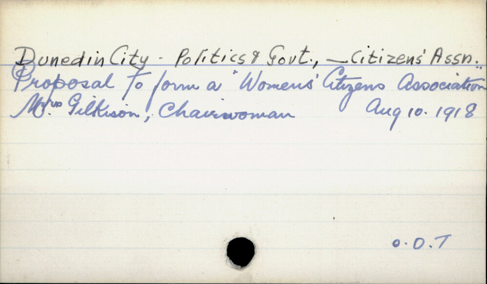 Dunedin City - Politics and government - Citizens' Association