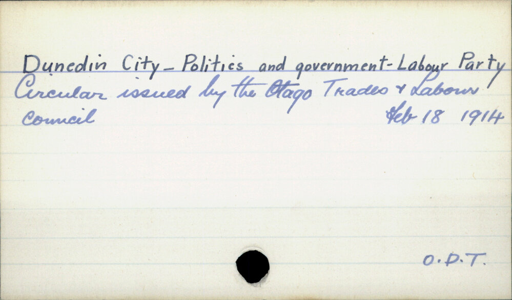 Dunedin City - Politics and government - Labour Party