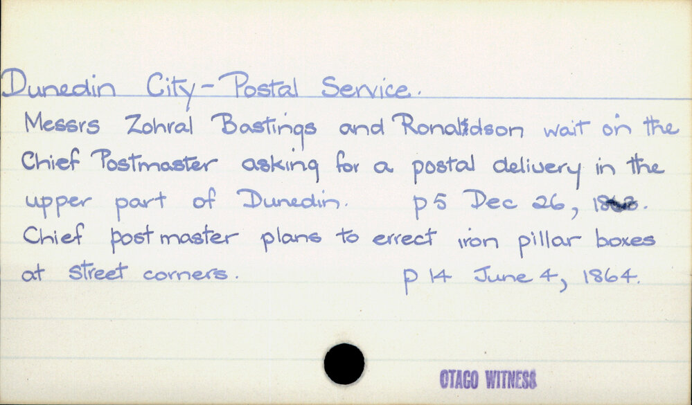 Dunedin City - Postal service
