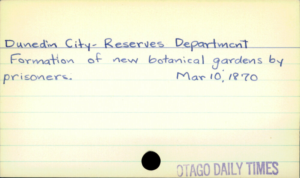 Dunedin City - Reserves Department