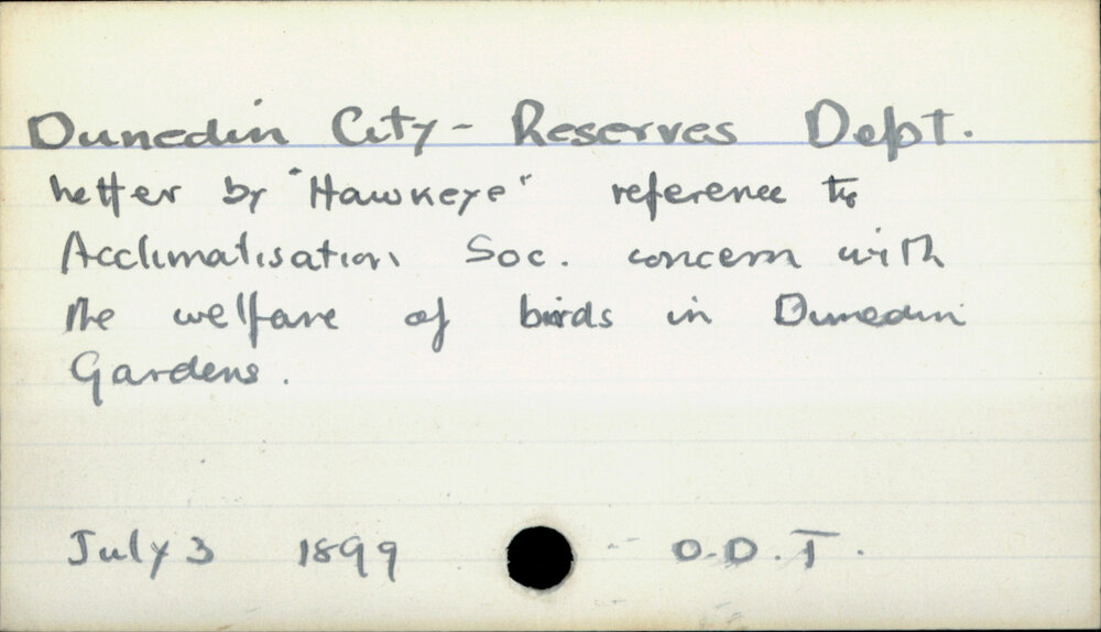 Dunedin City - Reserves Department