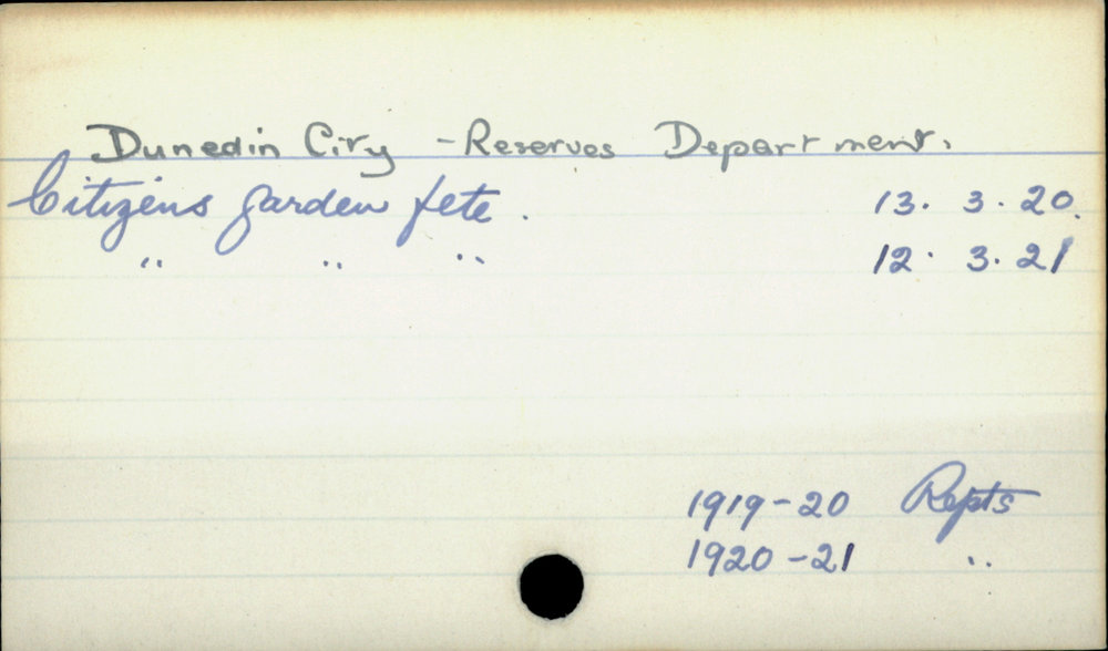 Dunedin City - Reserves Department