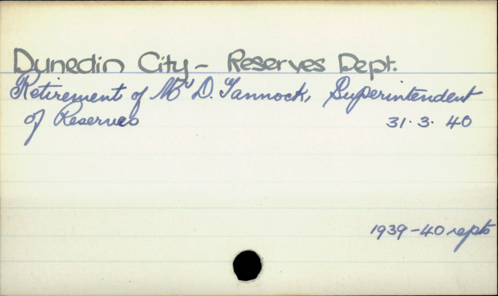 Dunedin City - Reserves Department
