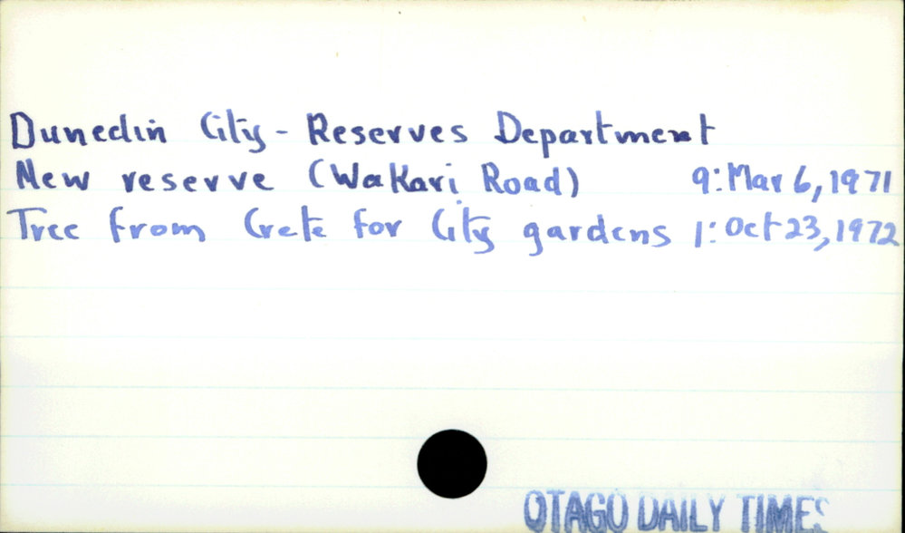 Dunedin City - Reserves Department