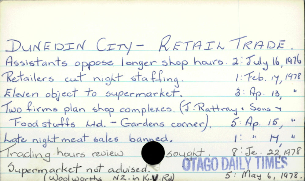 Dunedin City - Retail trade