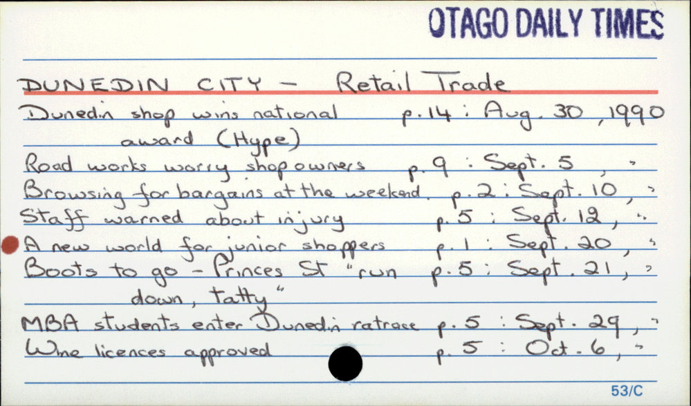 DUNEDIN CITY -   Retail Trade