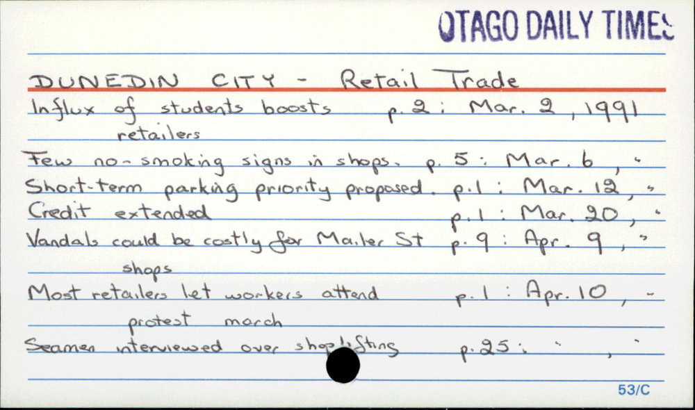 DUNEDIN CITY -   Retail Trade