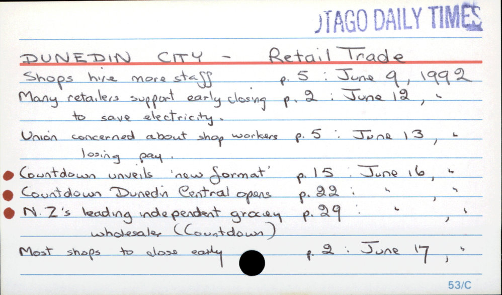 DUNEDIN CITY -   Retail Trade