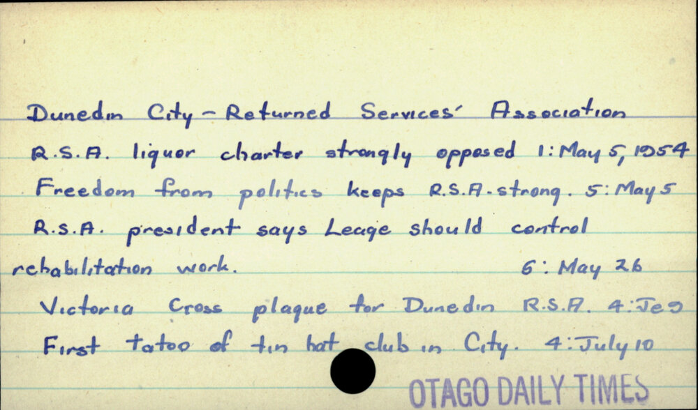 Dunedin City - Returned Services' Association