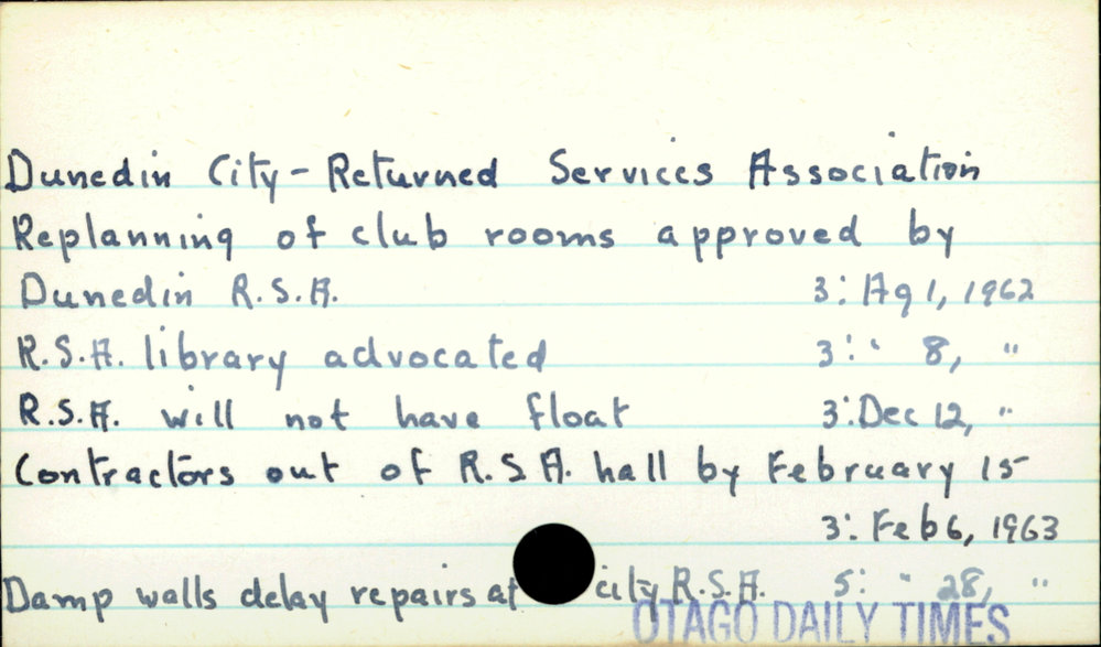 Dunedin City - Returned Services Association