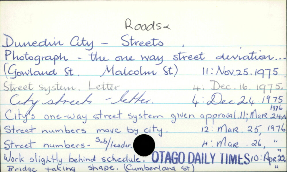 Dunedin City - Roads and Streets