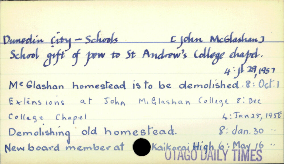 Dunedin City - Schools - John McGlashan