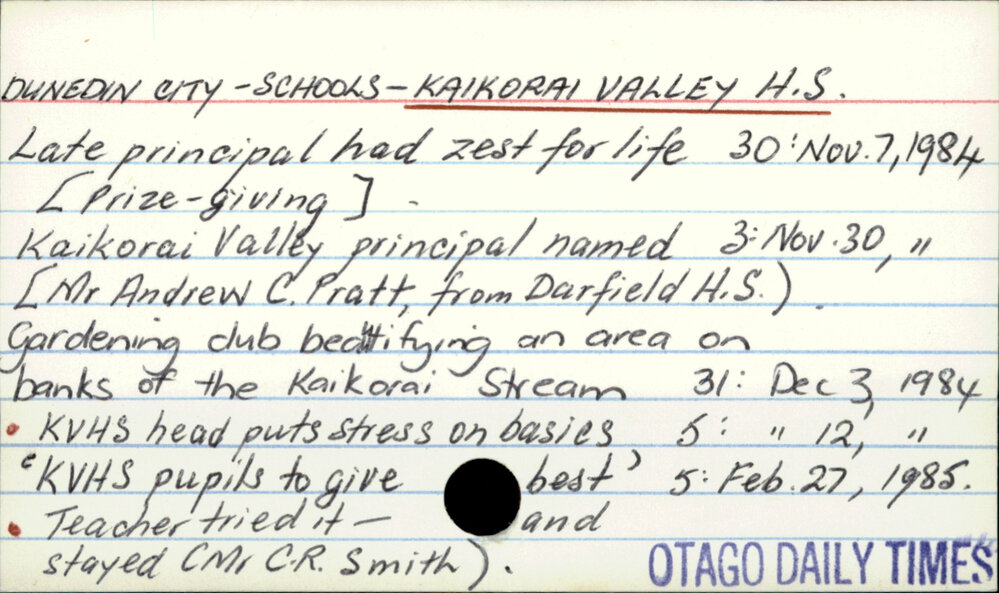 Dunedin City - Schools - Kaikorai Valley High School