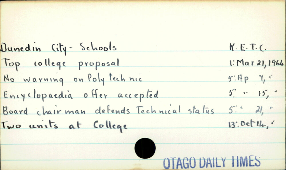Dunedin City - Schools - King Edward Technical College