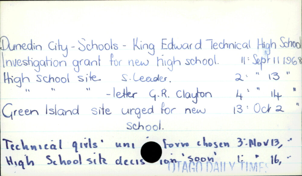 Dunedin City - King Edward Technical High School