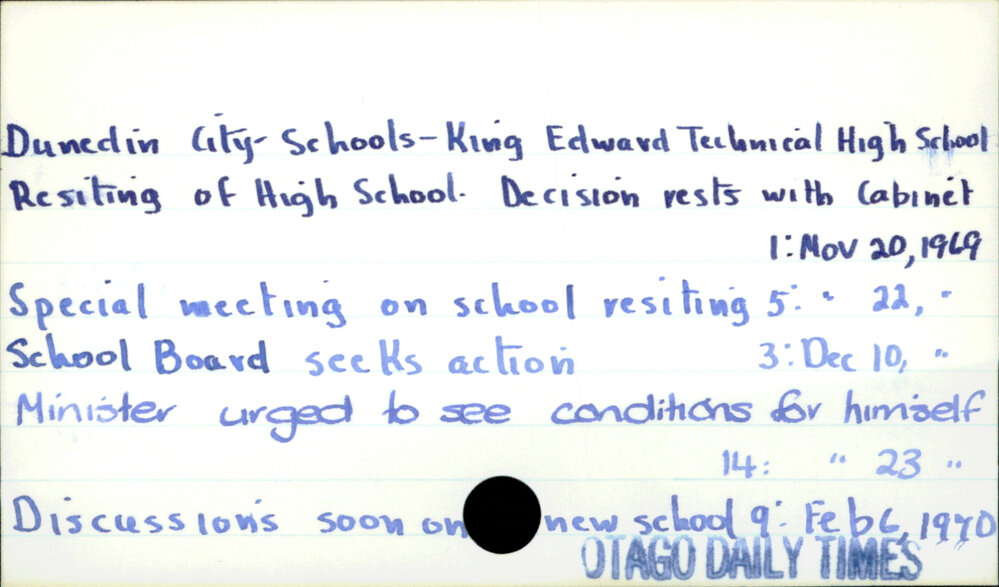 Dunedin City - Schools - King Edward Technical High School 