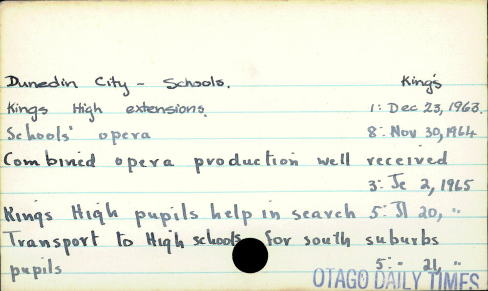 Dunedin City - Schools - Kings