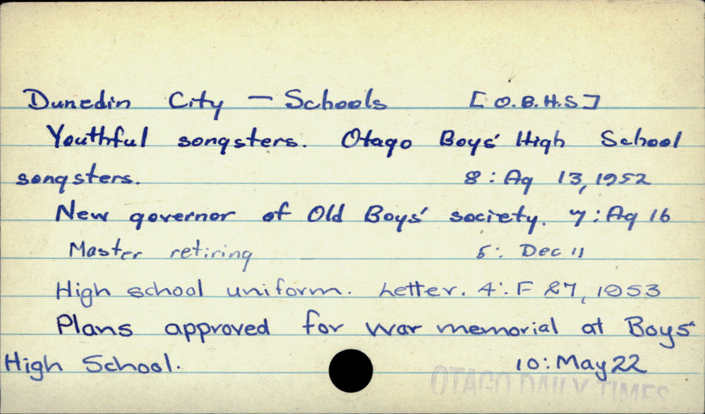 Dunedin City - Schools  Otago Boys High School