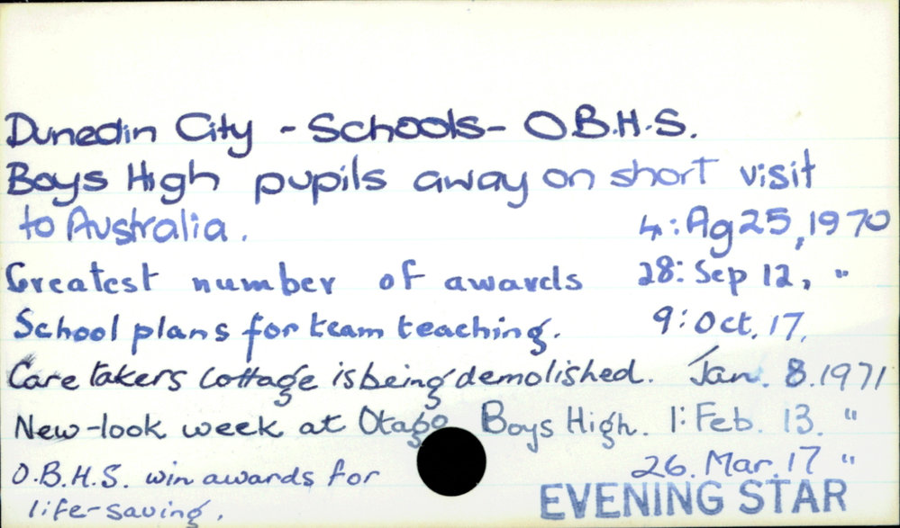 Dunedin City - Schools - Otago Boys High School