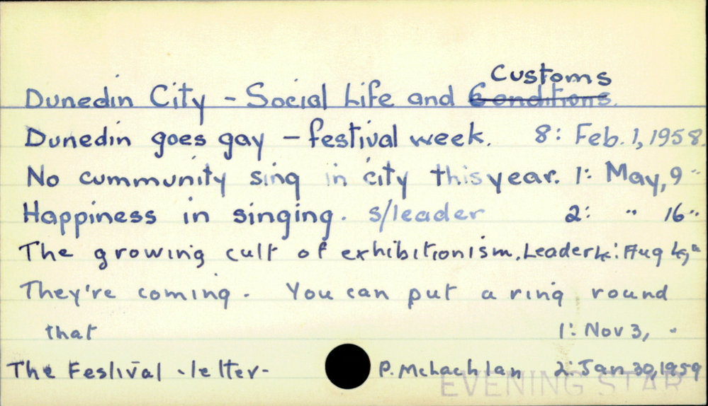 Dunedin City - Social life and customs 