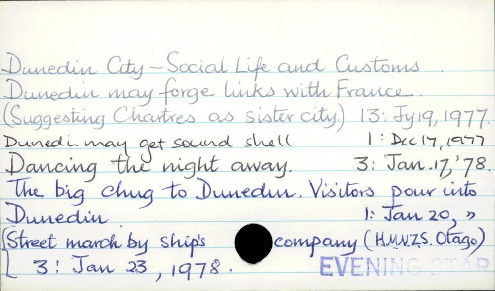 Dunedin City - Social life and customs 