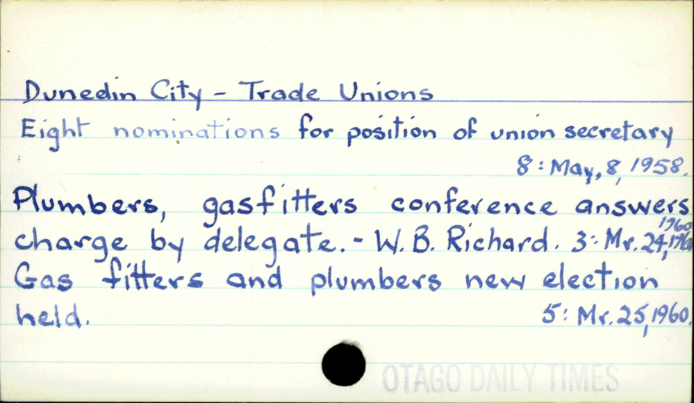 Dunedin City - Trade unions 