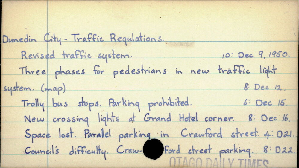 Dunedin City - Traffic Regulations 