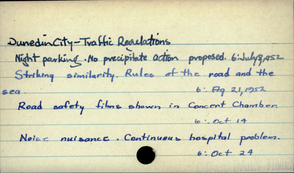 Dunedin City - Traffic Regulations 