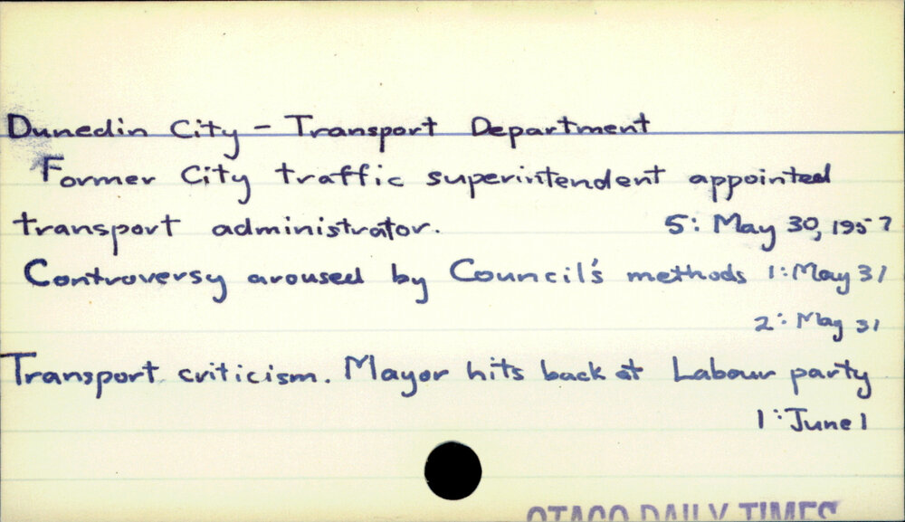 Dunedin City - Transport Department