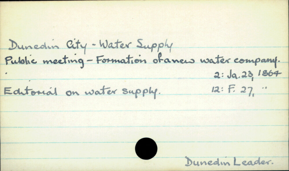 Dunedin City - Water Supply 