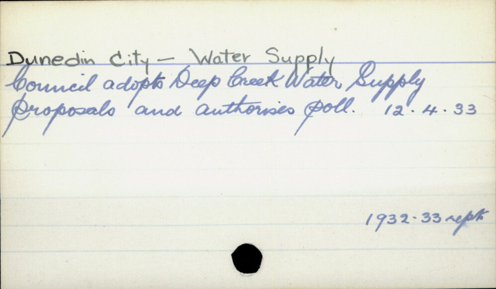 Dunedin City - Water Supply 