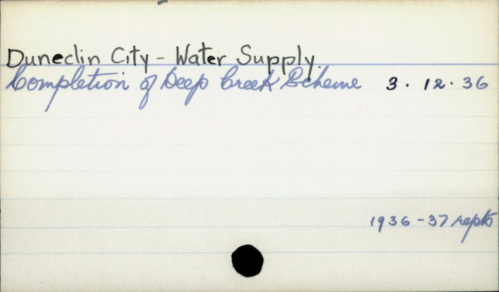 Dunedin City - Water Supply 