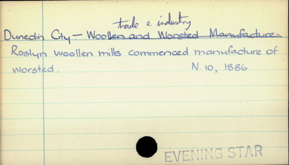 Dunedin City - Wool trade &amp; industry