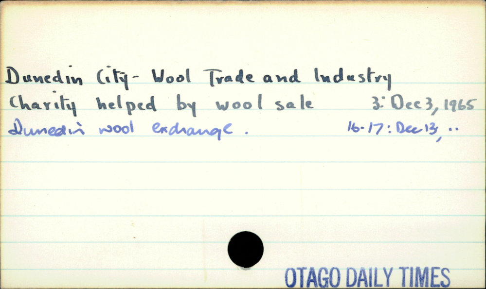 Dunedin City - Wool Trade and Industry