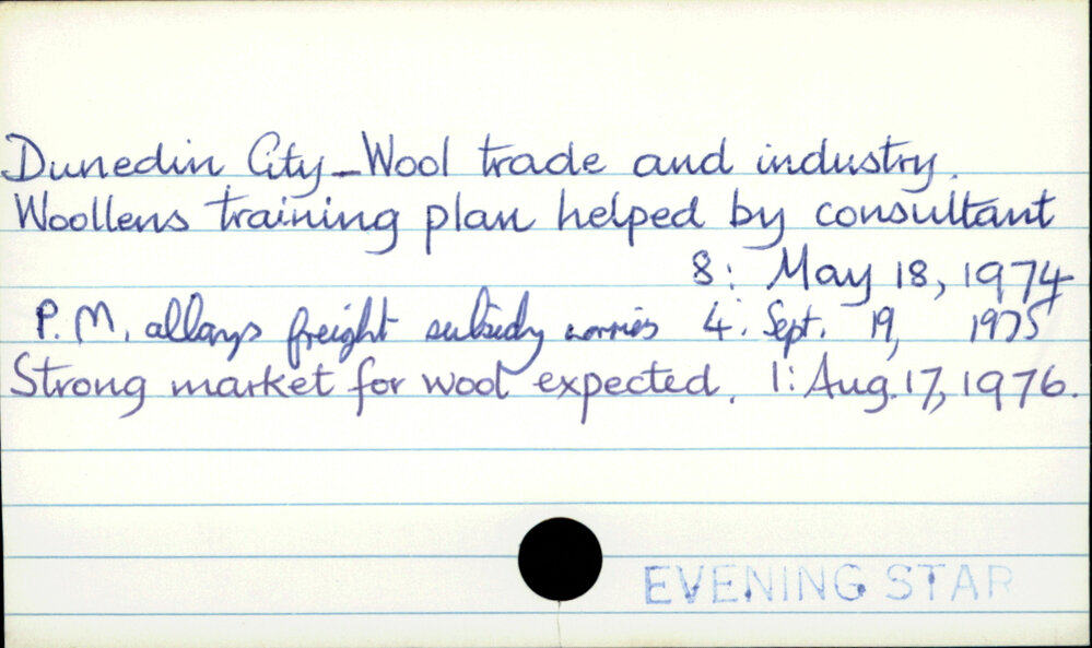 Dunedin City - Wool trade and industry