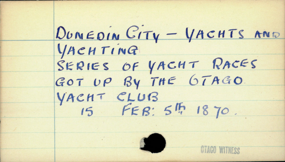 DUNEDIN CITY - YACHTS AND YACHTING