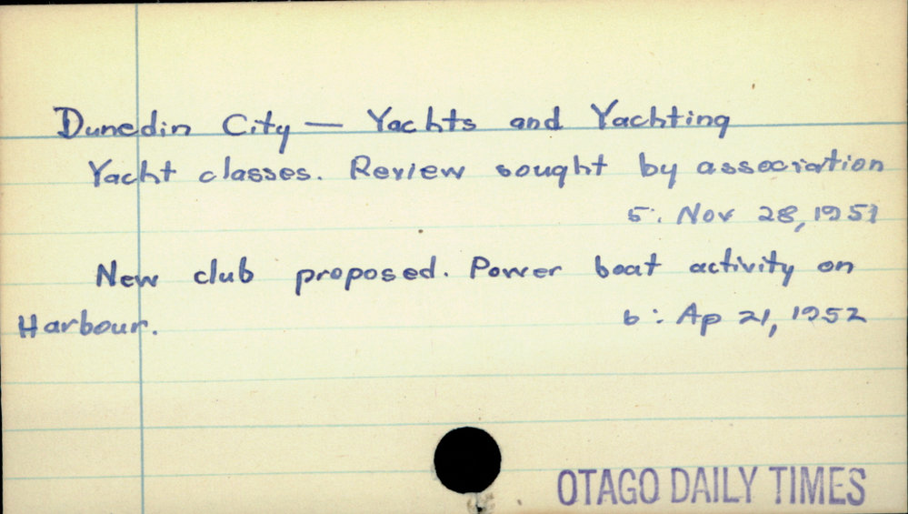 Dunedin City - Yachts and Yachting