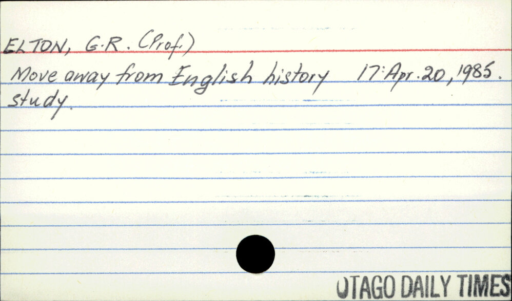 Elton, G R (Prof)