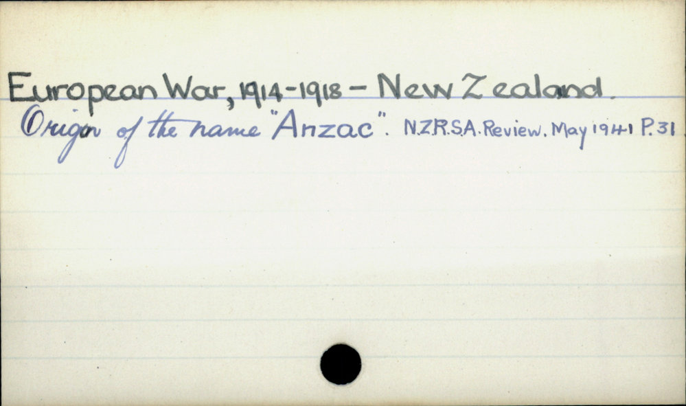 European War, 1914-1918 - New Zealand