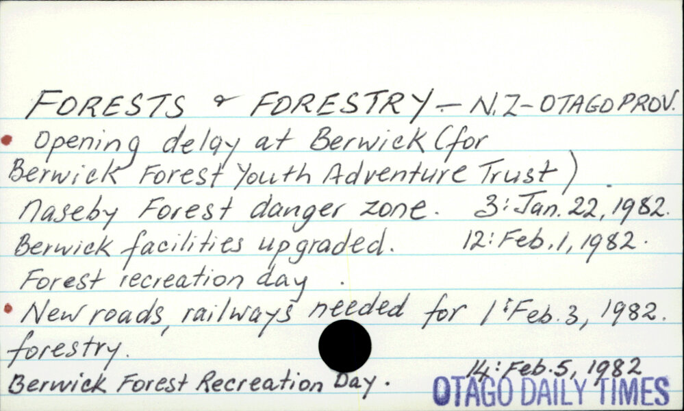 Forests and Forestry - New Zealand - Otago Province