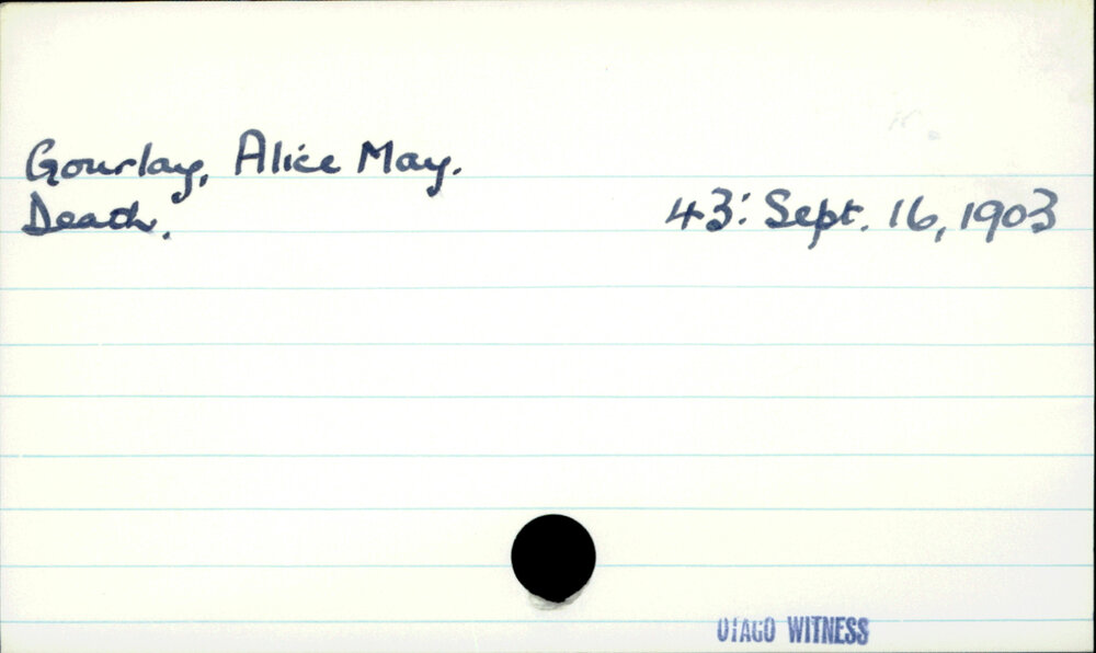 Gourlay, Alice May.