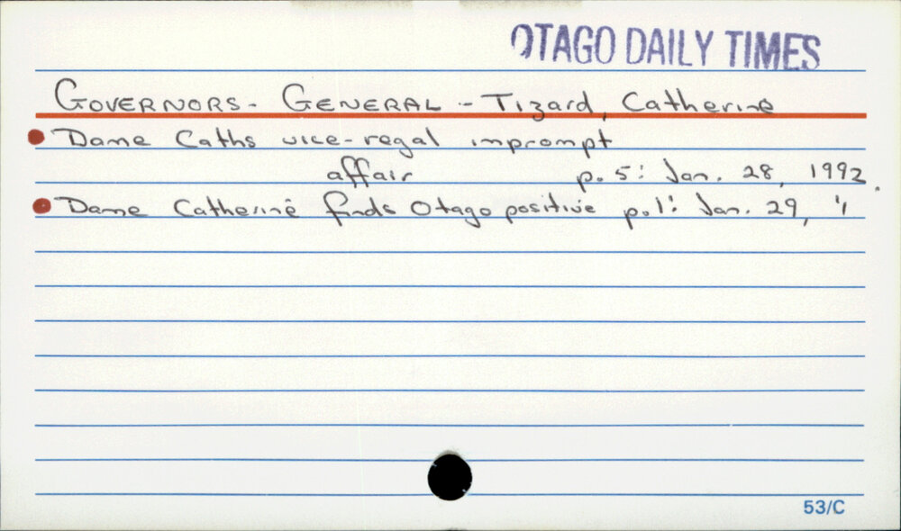 Governors-General - Tizard, Catherine